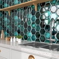 thumbnail image 3 of Decotalk Peel and Stick Backsplash Green Hexagon Backsplash Kitchen Backsplash Tiles Adhesive 30x30 cm, 3 PCS, Back Splash Tiles Stick on Backsplash Tiles for Kitchen Wall Backsplash Green, 3 of 6