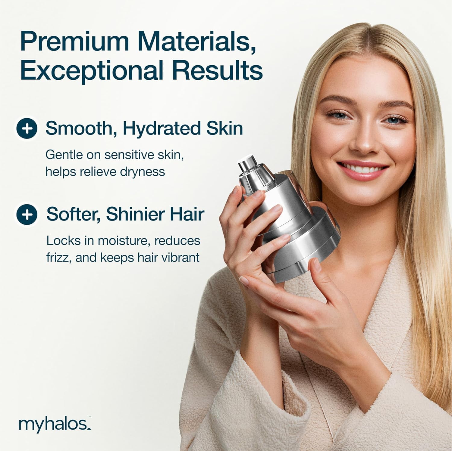 MyHalos Filtered Shower Head for Hard Water Filter - High Pressure, Removes Chlorine - Shower Head Filter for Hard Water Softener Showerhead, Easy Install, For Hair & Skin, Filtering