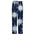 thumbnail image 5 of Navy Blue Starburst Pattern Winter Female Pants Flannel High Waist Women Pants Lady Warm Straight Leg Plush Trousers, 5 of 7