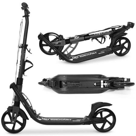 - EXOOTER M2050CB 9XL Adult Cruiser Kick Scooter With Dual Suspension And 200mm Black Wheels In Charcoal Finish.