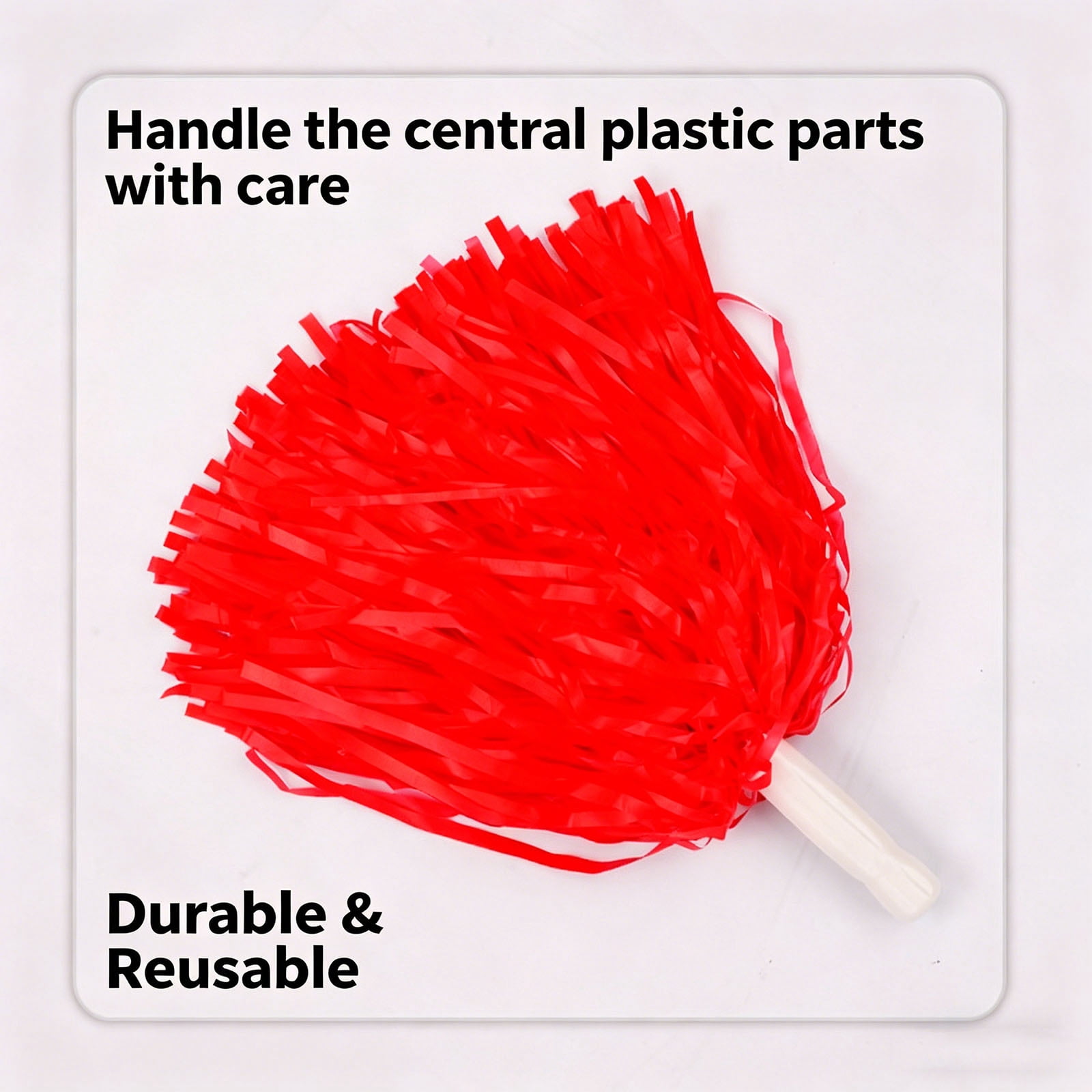Matte Cheerleading Pom Poms - Soft Plastic with Baton Handle for Sports & Parties(12PCS)