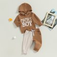 thumbnail image 2 of Fortune Baby Boys Fall Winter Outfits 2 Piece Set Letters Hoodie Color Block Jogger Pants, 2 of 9