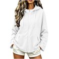 thumbnail image 2 of WIZUTIZ Women's Zip Up Hoodie Jacket Double Pockets Solid Color Long Sleeve Winter Casual, 2 of 7