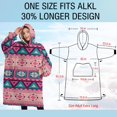 thumbnail image 4 of Oversized Wearable Blanket Hoodie,Pink and Teal Geometric Boho Pattern Sherpa Blanket Hoodie with Super Pockets,Super Warm Fuzzy Pullover for Women & Men, 4 of 6
