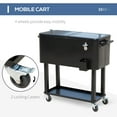 thumbnail image 6 of Outsunny 80 QT Rolling Cooling Bins Ice Chest on Wheels Outdoor Stand Up Drink Cooler Cart for Party, Black, 6 of 9