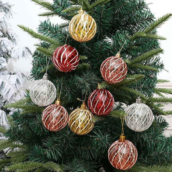 Christmas Ball Ornaments 6 Pcs - 2 inch Large Shatterproof Christmas Balls, Transparent MeshDecorations Indoor, Novel Holiday Party Hanging Ornaments for Xmas Tree, Wreath, Vines, Red