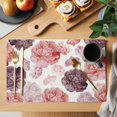 thumbnail image 2 of Red Ombre Spring Floral Placemats Set of 8, Summer Botanical Flowers Placemats for Dining Table, Place Mats for Kitchen Tabletop, Waterproof Wipeable Dining Table Mats Set, 2 of 9