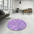 thumbnail image 4 of Ahgly Company Tapis d'Intérieur Lavables en Machine, Carrés de Transition Violet Mauve, 8' Carré, 4 of 7