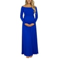 thumbnail image 2 of Conairie Maternity Dress for Baby Shower Long Sleeve off Shoulder Elegant Flowy Midi Dress Photoshoot Pregnancy Summer Wedding Dress Blue L, 2 of 7