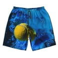 thumbnail image 3 of Uemuo Sports Tennis Ball Pattern Men's Swim Trunks Hawaiian Beach Bathing Suit Swimsuits Beach Quick-Dry Shorts with Pockets-3X-Large, 3 of 9