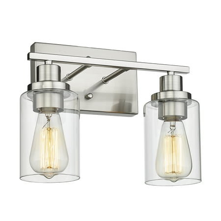 

2-Light Vanity Lights Brushed Nickel Finish Bathroom Vanity Light Vanity Wall Light Fixtures with Clear Glass Lampshade