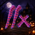 thumbnail image 2 of MEICHEN Women's 2 PCS Striped Thigh High Stockings and Arm Sleeves Set for Halloween Christmas Fashion Festival Outfits Accessories, 2 of 3