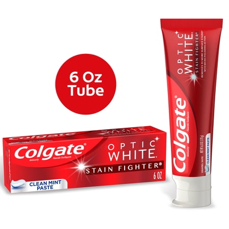 Colgate Optic White Stain Fighter Whitening Toothpaste  Clean Mint  6 Oz Tube