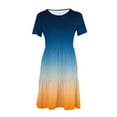 thumbnail image 4 of AherBiu Robe T-Shirt pour Femme Été Décontractée Col Rond Robe Courte Couleur Dégradée Manches Courtes Robe Mini, 4 of 5