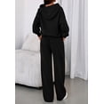 thumbnail image 4 of Conjunto deportivo para mujer PRETTYGARDEN con sudadera con capucha y pantalón ancho negro talla S, 4 of 8