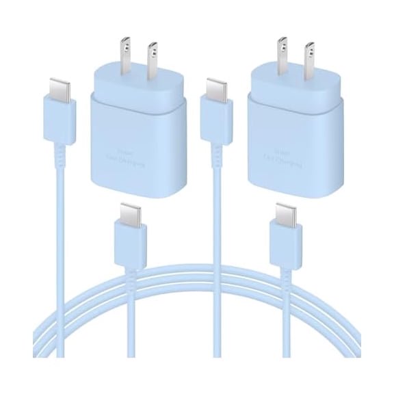 xixishop USB C Charger, 2 Pack 25W Type C Charger Fast Charging with USBC Chargers Cable 6 FT Android Phone Charge for Galaxy S25/ /S24/S23+/S22/S21/S20/Phone 17 16 15 Pro Max 16 15 Plus-Blue