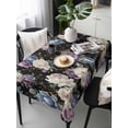 thumbnail image 2 of Country Flowers Rectangle Tablecloth, Botanical Purple Blue Floral Black Waterproof & StainResistant Tablecloth, Washable Oil-proof Table Cover for Dining/Party/Wedding/Camping/Buffet 54x108 In, 2 of 9