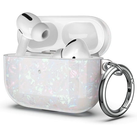 ULAK Airpods Pro Case Cover, Cute Slim Shockproof Case for Apple Airpods Pro 1st Generation 2019 Charing Case with Keychain, White Shell