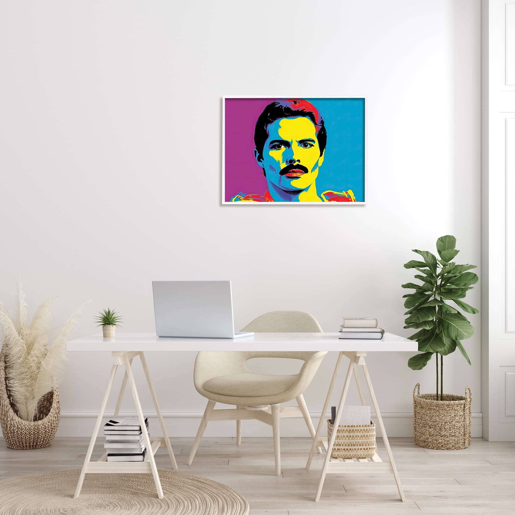 Stupell Industries Freddie Mercury Pop Style Abstract Painting White Framed Art Print Wall Art, 30 x 24