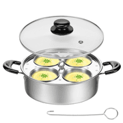 Ihvewuo Egg Poacher Cookware, Stainless Steel Poached Egg Maker Pot, Egg Poaching Pan with 4 Cups, Poached Egg Cooker Pot for Induction Cooktop Gas Cooktop 8.66x7.87x2.68in