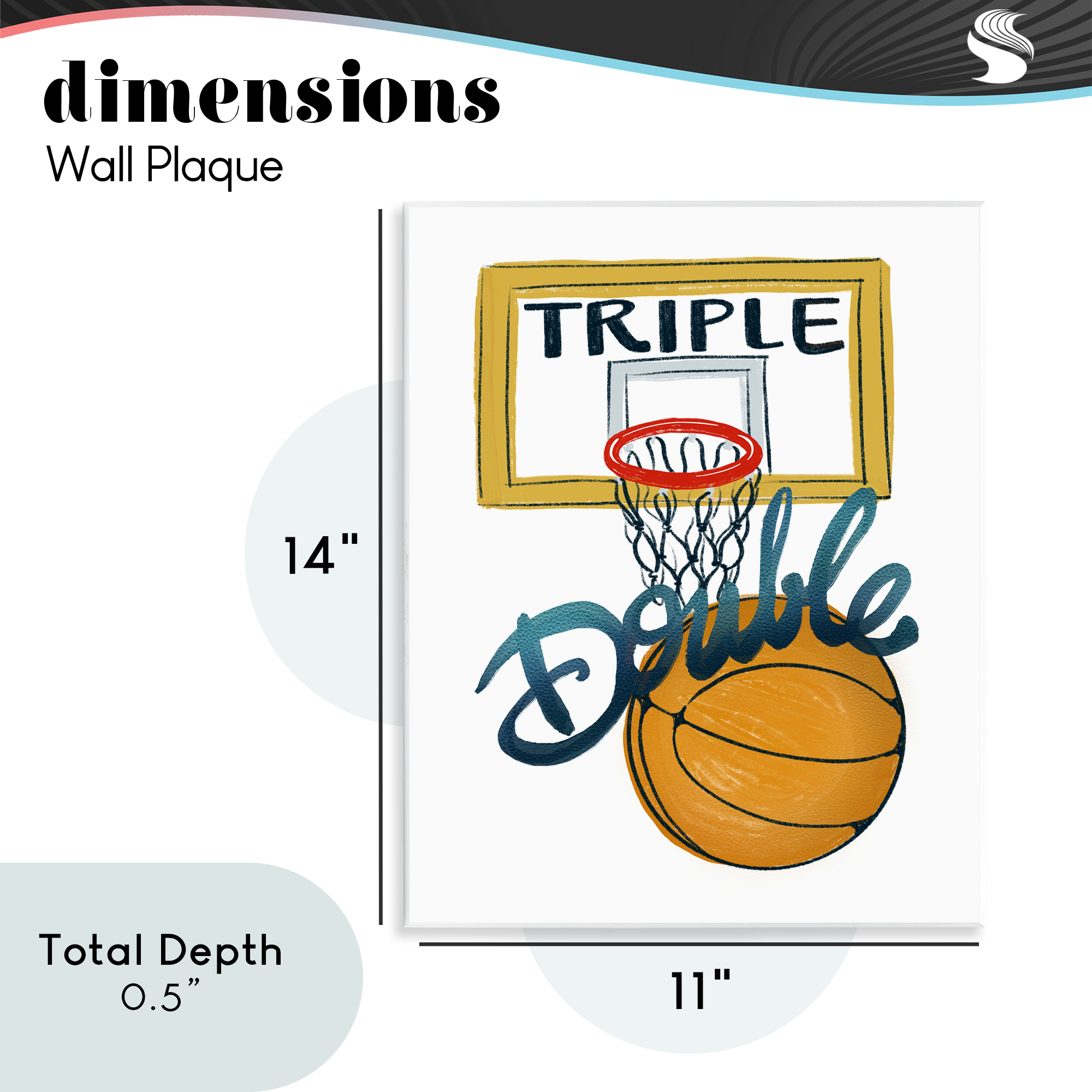 Triple Double Basketball Wall Plaque Art, design by Connie Summers