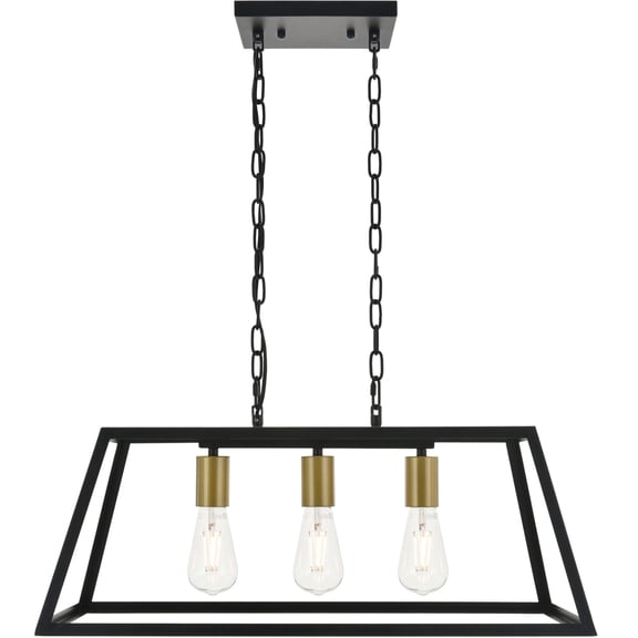Resolute 3 light brass and black Pendant