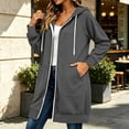 thumbnail image 4 of Hurxie Women Casual Zip up Fleece Hoodies Tunic Sweatshirt Long Jacket Oversized Hoodie with Pockets Full Zipper Hooded for Fall Winter, 4 of 6