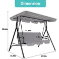 thumbnail image 6 of ZXNYH Outdoor Patio Swing Chair with Canopy,3 Seater Porch Swing Chair with Adjustable Canopy and Removable Cushion for Patio Garden Poolside Balcony Backyard, White, 6 of 8