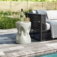 thumbnail image 4 of LuxenHome Speckled Off White Modern Spade Round 17-Inch Tall Cement Side Table, Indoor and Outdoor, 4 of 6