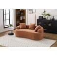 thumbnail image 3 of Wood Grain Chenille Loveseat Sofa, Coral Pink High-Density Cushion, No-Assembly Compact Couch for Small Apartments, 300 lbs Weight Capacity, 3 of 9