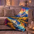 thumbnail image 6 of Sunrise Over Mountain Lake Autumn Foliage Reflections Scenic, Peaceful Mountain Lake Scene, Warm Flannel Blanket for Cabin and Lodge, Outdoor Lovers Thanksgiving Gift, Artistic Home Decor, 6 of 9