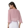 thumbnail image 3 of iiniim Women's 3/4 Sleeve Open Front Soft Chiffon Shrug Cardigan for Evening Dress Size S-3XL Dark Pink 3XL, 3 of 7