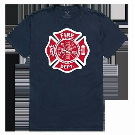 RapidDominance  Fire Department Relaxed Graphic Tee, Navy - Medium