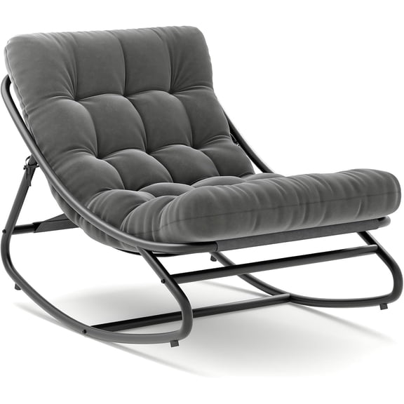 Oversized Papasan Rocking Chair with Waterproof Cushion Heavy Duty Metal Frame for Indoor/Outdoor