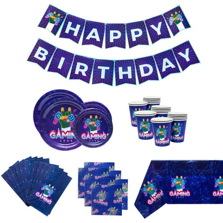 Kaadzoo Video Game Party Favors All in One Party Favors with Plates, Biodegradable Paper, 127 Packs