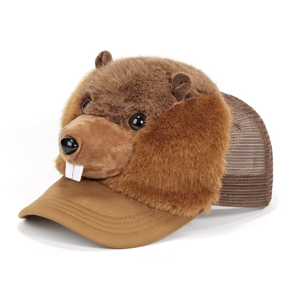 Funny 3D Trucker Hat Adjustable Fit for Men & Women, Novelty Structured Snapback Mesh Cap, Beaver Time, One Size