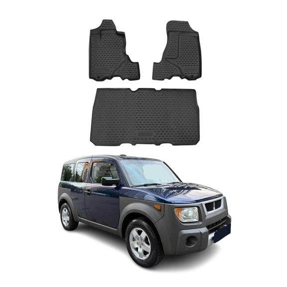 OMAC Floor Mats Liner for Honda Element 2003-2008 Black TPE All-Weather 3 Pcs