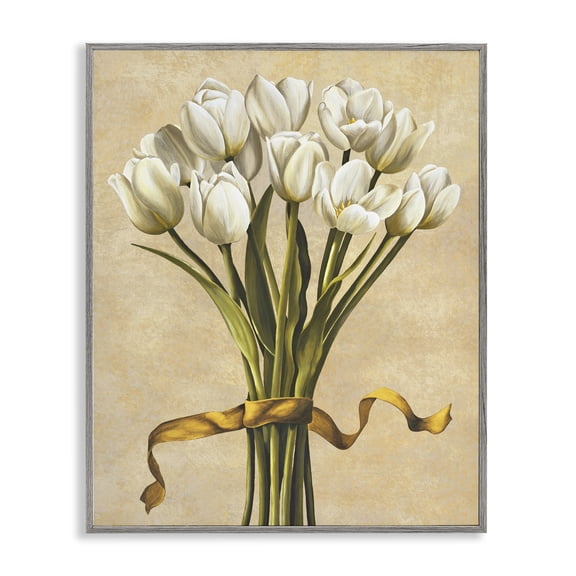 Stupell Industries Cottage Vintage White Tulips Gray Framed Giclee Art, 11 x 14, by Lisa Corradini