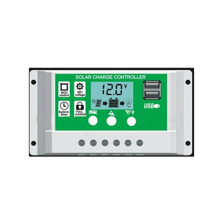 

12V 20A Solar Charge Battery Controller Auto LCD Dual USB Solar Cell Panel PV Regulator (White)