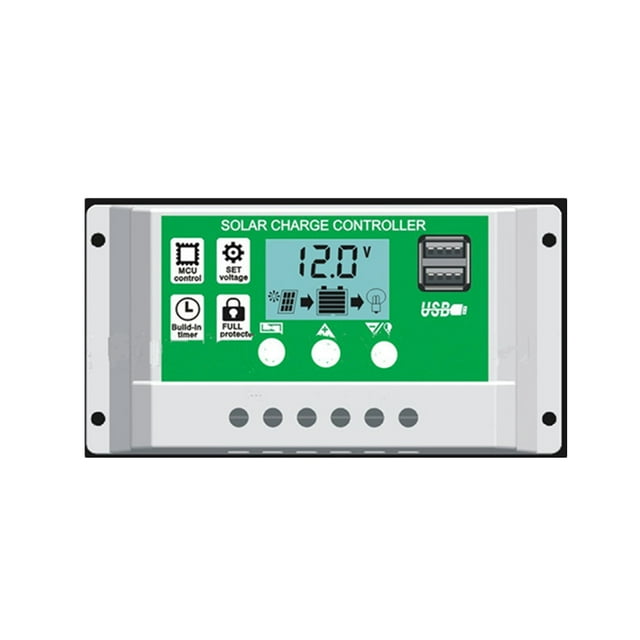 Shisuyan Contrôleur de Pile à Recharge Solaire 12V 30A, Écran LCD Auto, Double USB, Panneau de Cellule Solaire, Régulateur PV (Blanc)