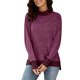 thumbnail image 1 of Blusa de mujer de manga larga con cuello alto y corte informal, blusa con puños de bloque de color a la moda, Amaranto M, 1 of 8