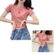 thumbnail image 2 of Camiseta corta de manga corta para mujer, informal, suave y cómoda, para ir de compras en casa y escuela, 2 of 8