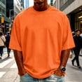 thumbnail image 2 of FRSASU Men's Big and Tall Shirts Cotton Crew Neck Tops Short Sleeve Oversized Pullovers Casual Loose Tops Solid Color Tee Orange, 2 of 5