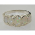 thumbnail image 4 of LBG British Made 18k White Gold Natural Opal Womens Band Ring - 33 size options - Size 9.5, 4 of 5