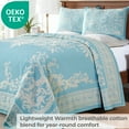 thumbnail image 3 of Superior Woven Jacquard Bedspread Set King Size, 3-Piece Lightweight All Seasons Coverlet, Aqua, 3 of 9