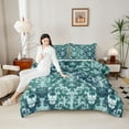 thumbnail image 4 of Manfei Gothic Skull 3 Pieces Queen Comforter Set for Teens Female Men,Gradient Green Ultra Soft Bedding Sets,Boho Damask Bedding Comforter Set,Ultra Soft Home Decor,Reversible, 4 of 8