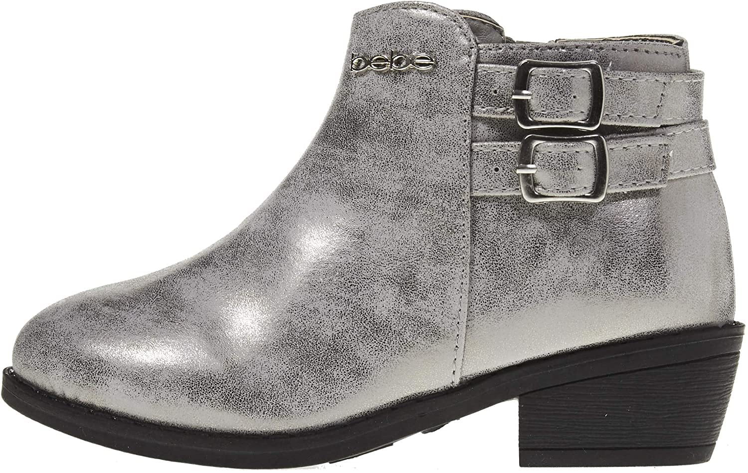 Unisex Boys or Girls Metallic Ankle Boots Booties Compact Punk Style Toddler Little Kids 12, Metallic Silver 