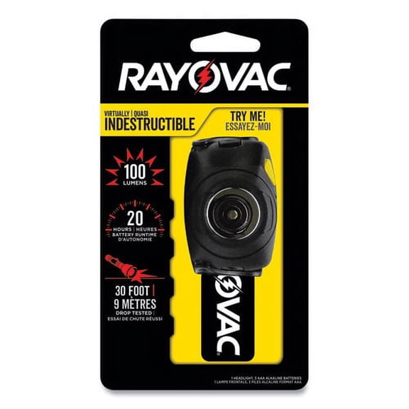 Virtually Indestructible Led Headlight, 3 Aaa Batteries (included), 30 M Projection, Black | Bundle of 2 Each
