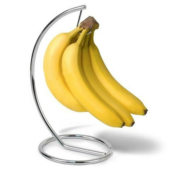 Banana Holder with Round Base, Banana Hook, Fruit Storage, Bananas, Grapes, Chrome Plated Iron,