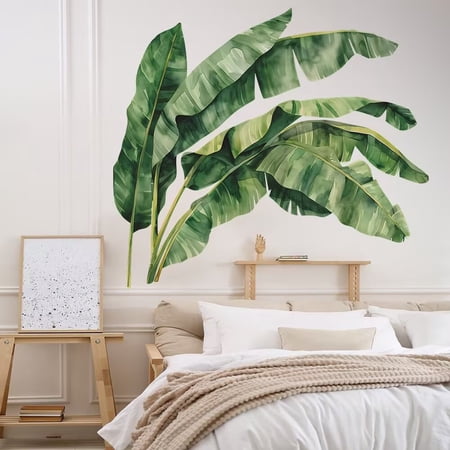 Large banana leaf Decals, banana leaf stickers, large-leaf plant Wall decals, green leaf stickers, children's room, bathroom decals, door, bathroom stickers Peel and Stick Wall Art Decals